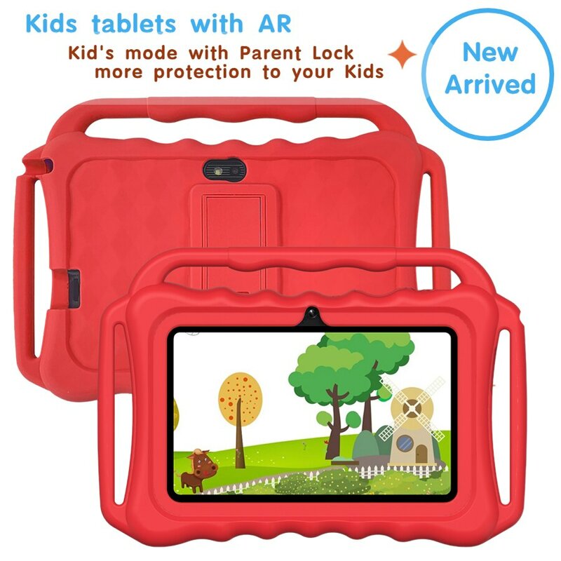 子供用タブレットv8、学習パッド7インチhd画面、3歳以上、無料のeduucationアプリがプリインストールされた幼児用タブレット、カメラ2台、ペアレンタルロック