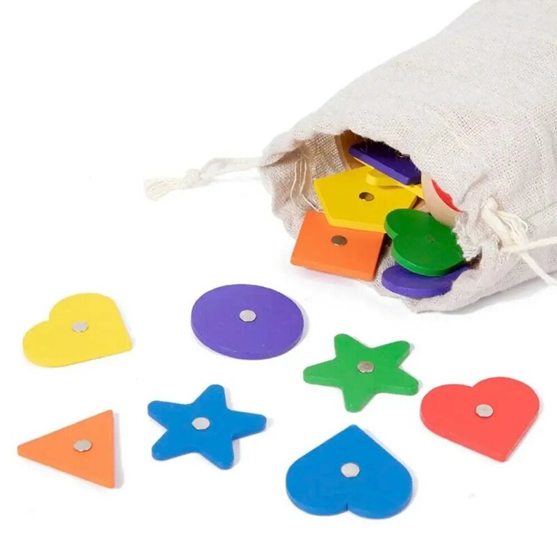 Classification Cup Geometric Fishing Game Geometric Magnet Hooks Color Shape Matching Toys Magnetic Wooden Fishing Matching Game