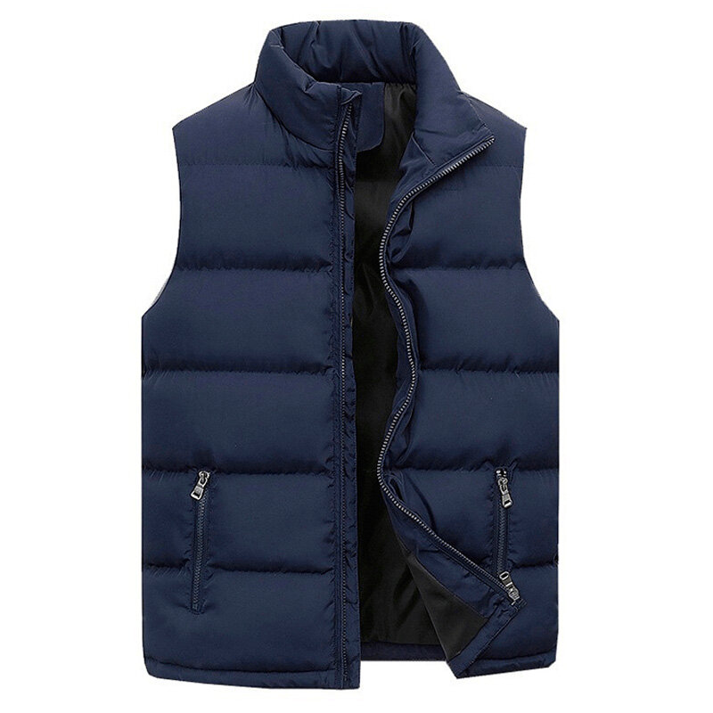 캐주얼 솔리드 민소매 파카 코트 자켓 남성용, 따뜻한 경량 패딩 조끼 6XL, 가을 겨울