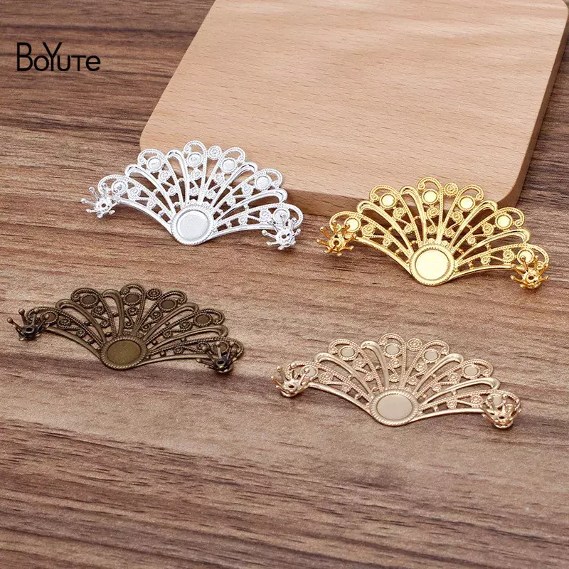 BoYuTe (20 Pieces/Lot) 29*55MM Metal Brass Sector Shape Filigree Materials for Crown Tiara Jewelry Making