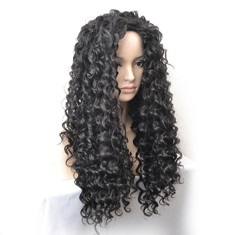 THES à coupe centrale pour femmes, grands cheveux longs bouclés ondulés, fibre synthétique de soie haute température, demi-tête ultraviolette