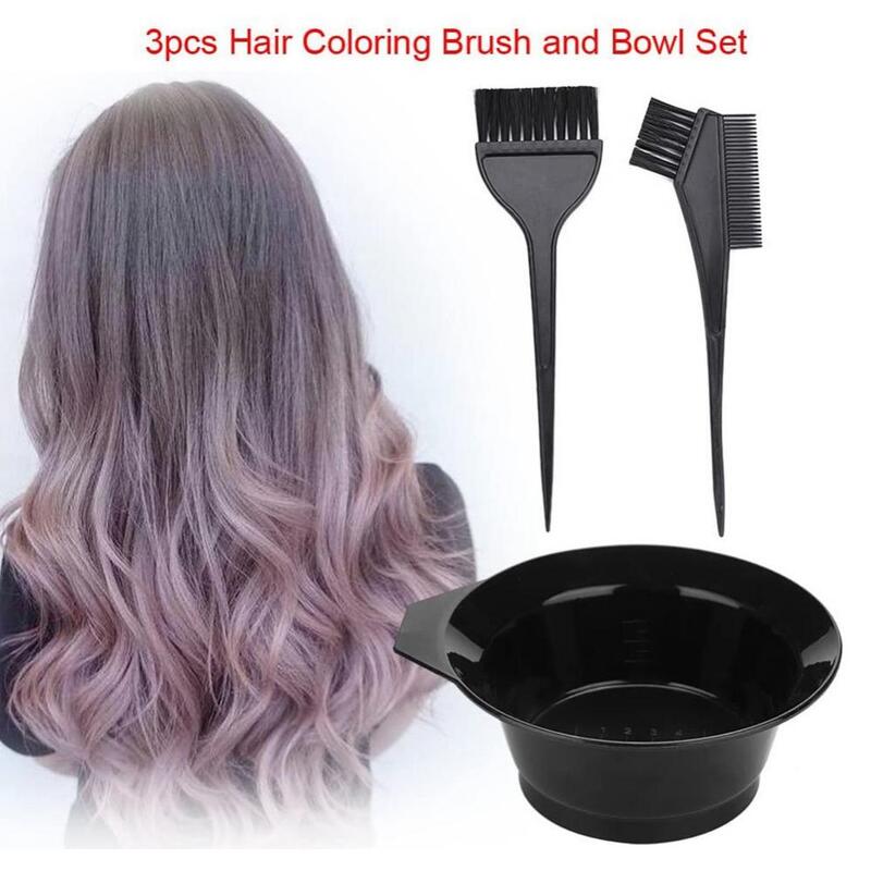 3Pcs/Set Hair Dye Colouring Brush Comb Color Mixing Bowl Hairdressing Tools Kit Stirring DIY Hair Style Hair Dyeing Accessories