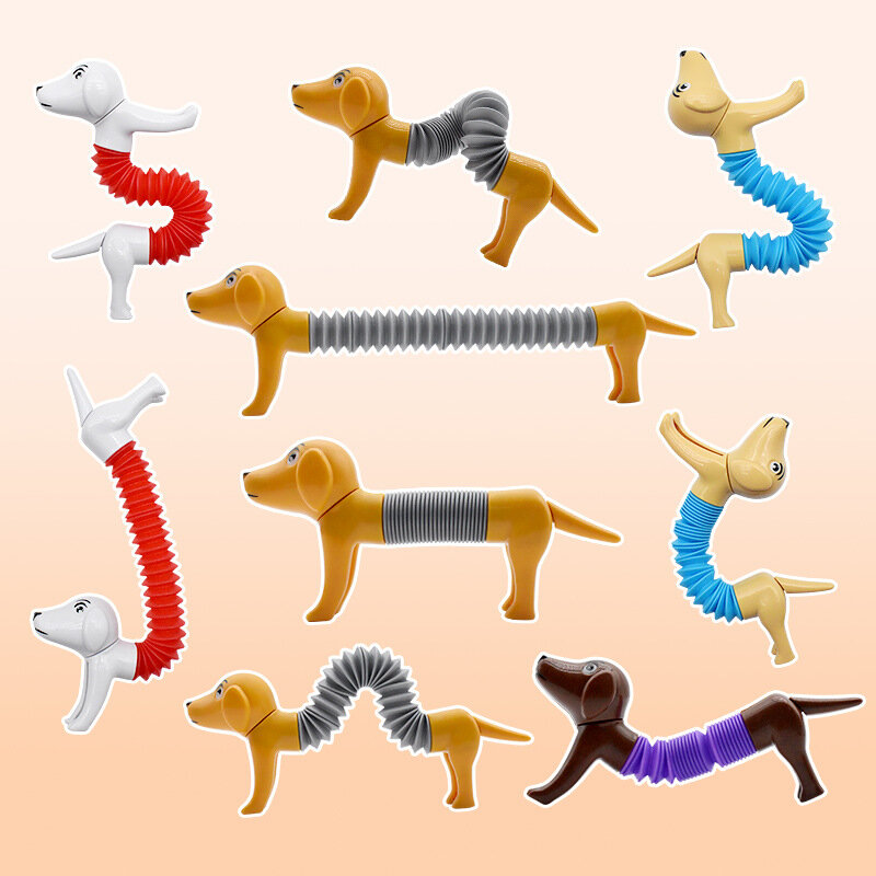Пластиковая игрушка для декомпрессии «сделай сам», милая растягивающаяся трубка с выдвижной собакой, игрушка-фиджет для рук, подарок для детей