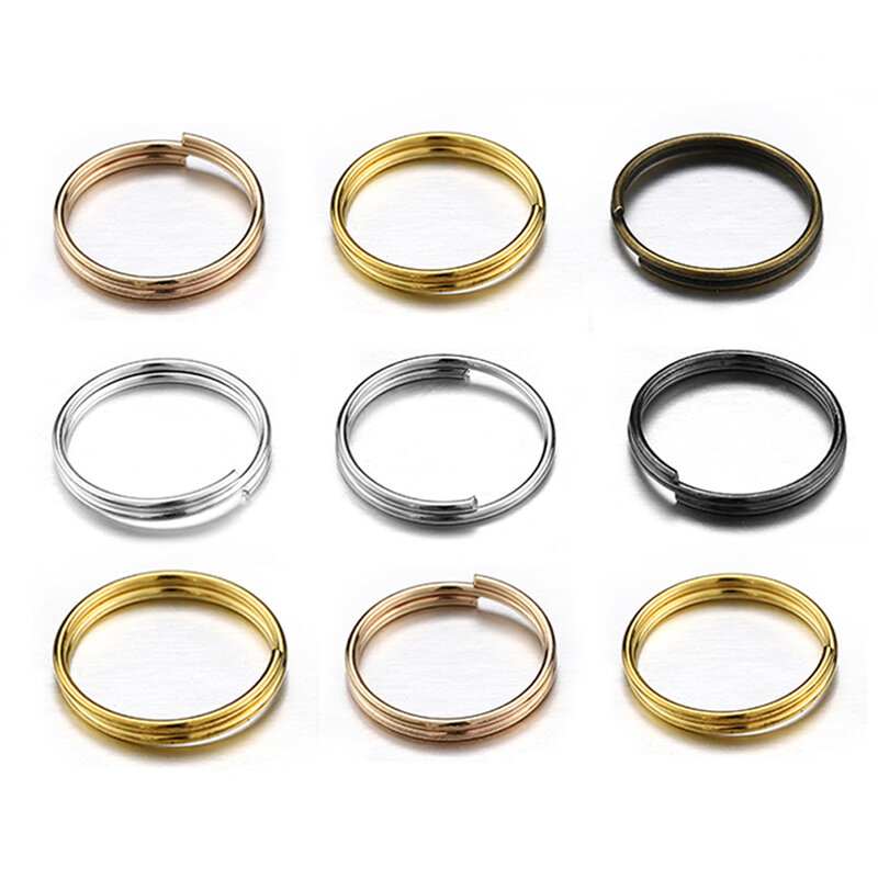 Llaveros de piezas abiertos, anillos divididos de doble bucle, soporte de anillo circular, conectores para llavero, fabricación de joyas, venta al por mayor, 200