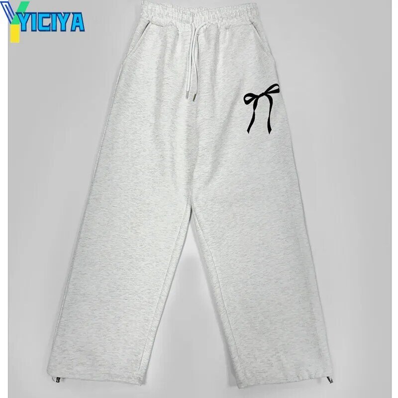 YICIYA-بنطال فضفاض كامل الطول للنساء ، نمط Y2K ، طباعة القوس ، بنطال رياضي مرن ، بنطال رياضي غير رسمي ، ملابس جديدة ، موضة 90s ،