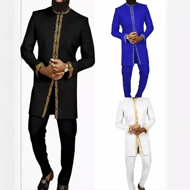 Heiß verkaufte Männer lange afrikanische heiße Gold Afrika, National Wind 2 Sätze Männer neue Anzug Männer Kleidung Kleidung für Männer