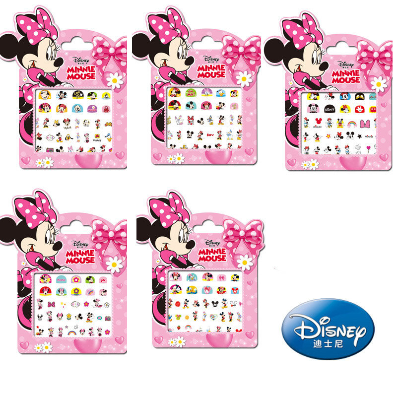 Autocollants à ongles Minnie Mouse pour filles, jouet de maquillage, princesse Disney, cadeau pour petite amie, enfants