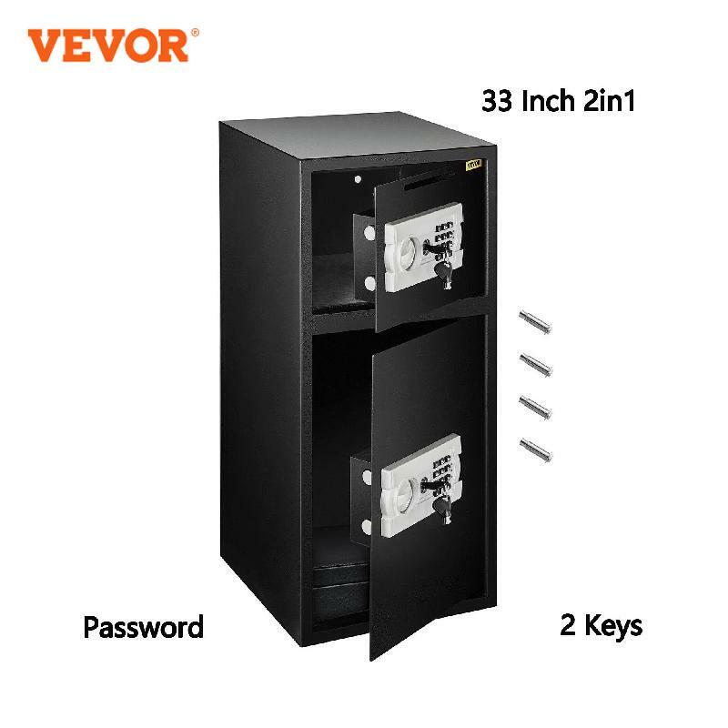 VEVOR 33 "Pintu Ganda Kotak Penyimpanan Aman Rahasia Tersembunyi Celengan Baja Terpisah Ruang Penyimpanan Kunci Elektronik Digunakan untuk Kantor Rumah
