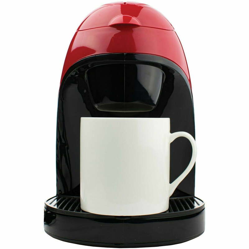 Brentwood pembuat kopi TS-112R, pembuat kopi melayani tunggal dengan Mug keramik, merah