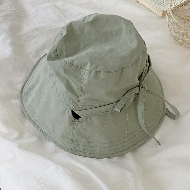 Однотонная женская шапка, стильная шапка со шнуровкой и пряжкой для защиты от солнца, уличный стиль, с оборками на подоле, верхняя одежда с защитой от ветра для пляжа