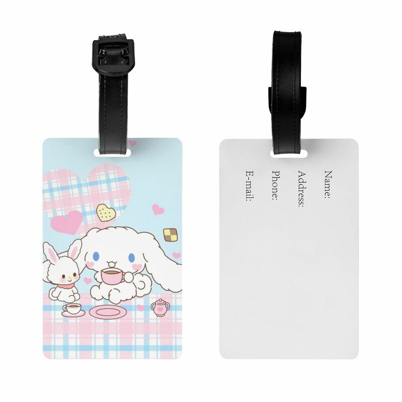 Cute Cinnamoroll Cartoon Luggage Tag With Name Card Privacy Cover ID Label for Travel Bag Suitcase