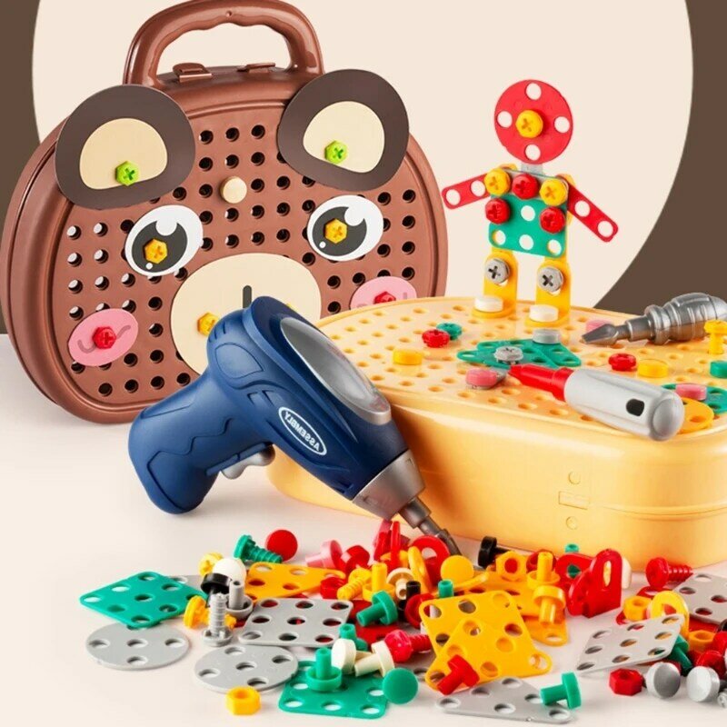 Juego de construcción de tornillo de montaje para niños, juguete eléctrico de juguete de perforación, juguete educativo para fiestas, novedad de 2022