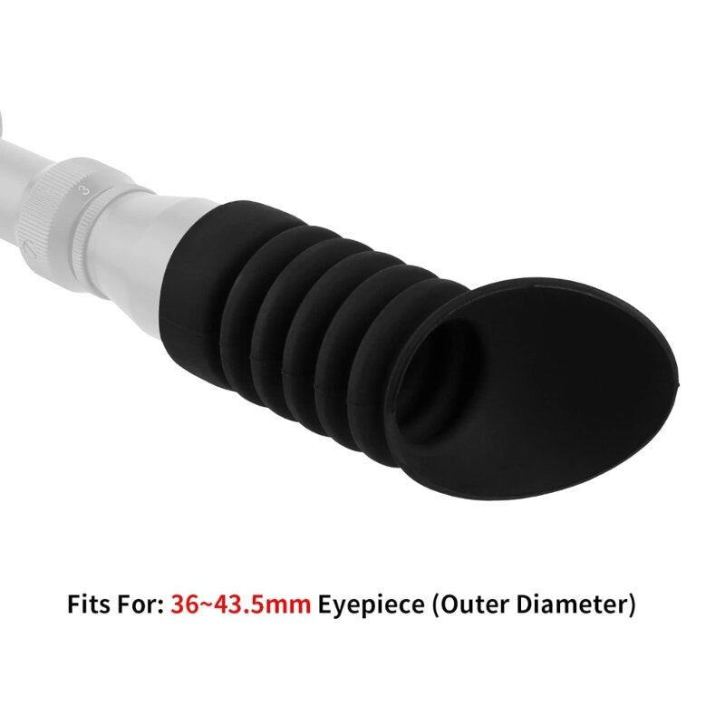 Rubber Eyepiece Cover with MultiFolds and Ergonomic Obliqued Eye Cup for 36mm-43.5mm OpticsCover Obliqued Eyepiece Hood