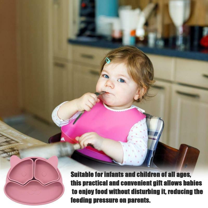 Безопасная детская столовая тарелка, однотонная Милая мультяшная детская Тарелка на присоске, тренировочная посуда для детей, миски для кормления