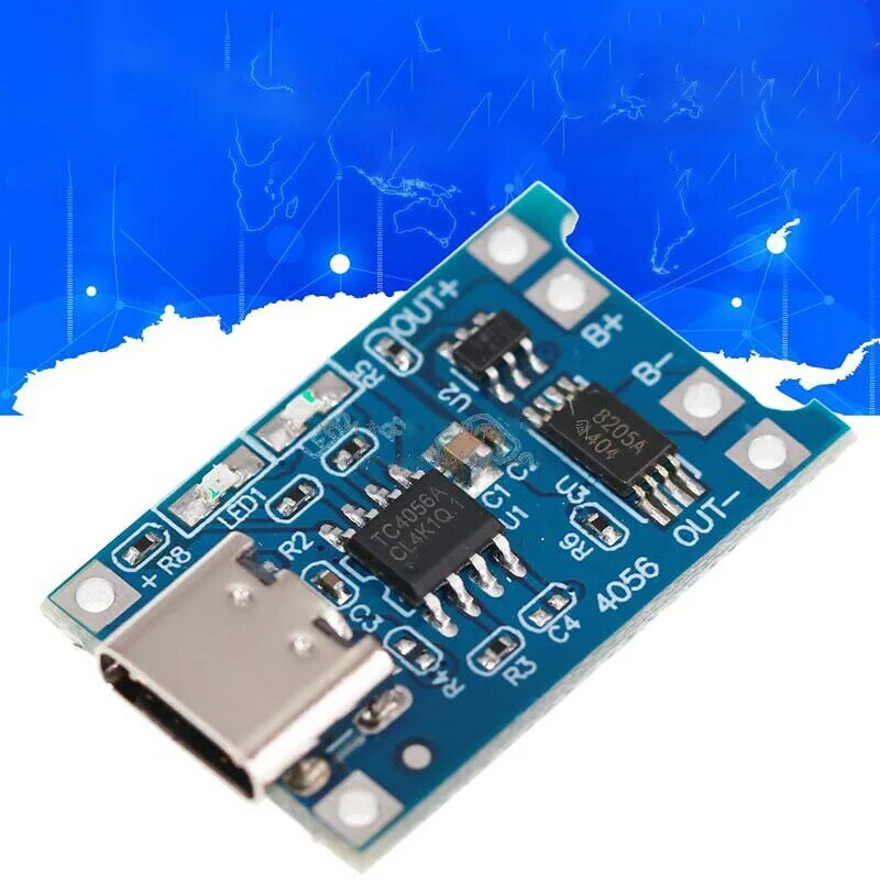 TP4056 1A lithium battery charging board module TYPE-C USB interface charging protection two in one