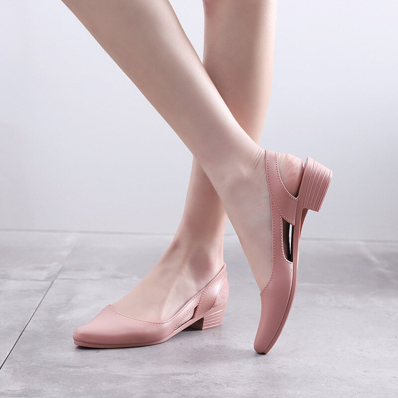 Giày Sandal Nữ Phẳng Giày Ngoài Trời Ngẫu Nhiên Gót Thấp Asakuchi Bãi Biển Chỉ Cắt Thời Trang Màu Bọc Chống Trượt