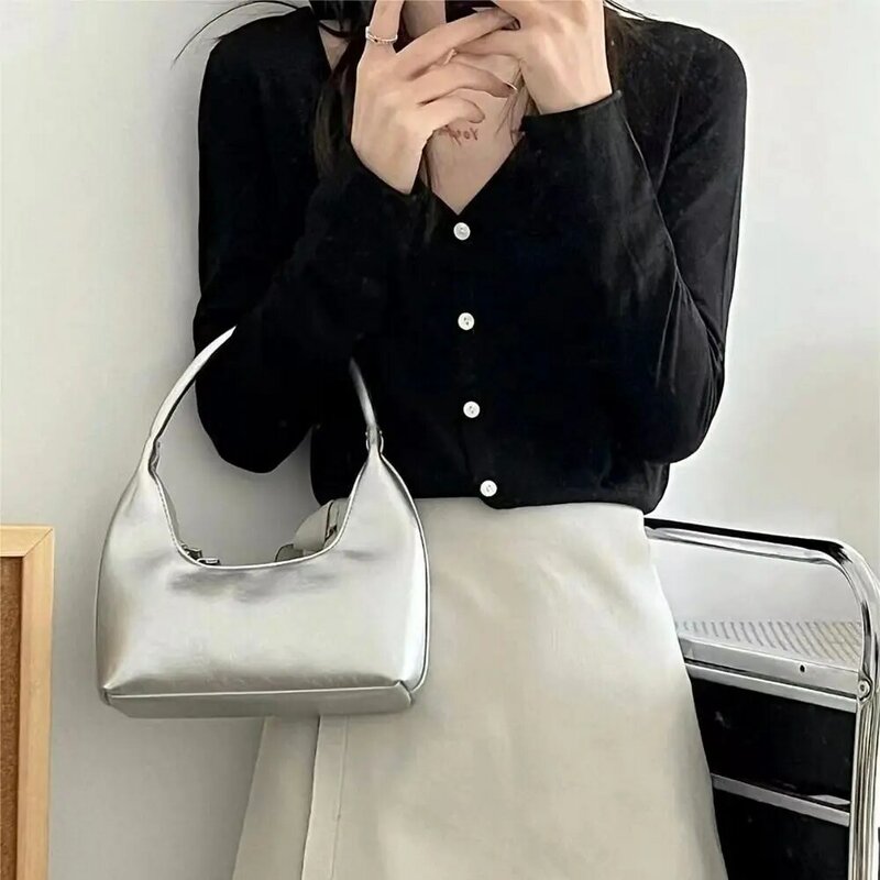 Модная ретро-сумка, Женская Серебристая Корейская сумка в стиле ретро с изображением месяца и французского полумесяца, женская сумка через плечо