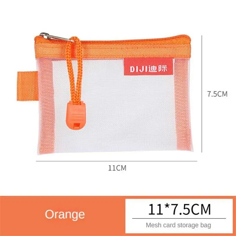 Mini saco de malha transparente portátil pequeno saco de armazenamento fácil de puxar, design de corda suspensa, macio e não deformável, 9 cores