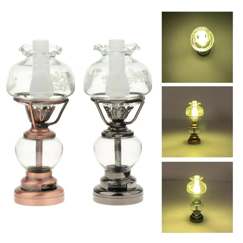 1/12 Dollhouse Miniature Table Oil Lamp Model for Fairy Garden Building