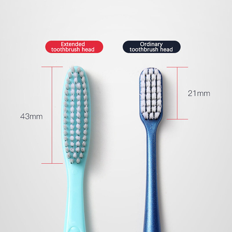 1PC spazzolino da denti Super lungo in morbida pelliccia testina grande spazzolino da denti per adulti spazzolino manuale spazzolino da denti rigido