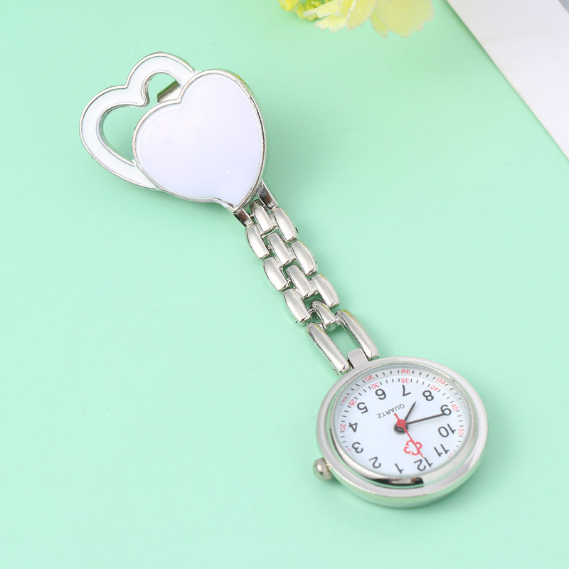 아날로그 쿼츠 시계, 귀여운 클립 시계, 간호사 옷깃 시계, 간호사 시계, 하트 모양 걸이식 간호사 포켓 시계