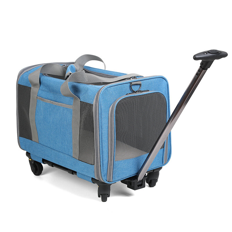 Pet Cat Carrier Rolling Puppy Trolley Rolling Airline Approved Travel Wheels Luggage Bag
