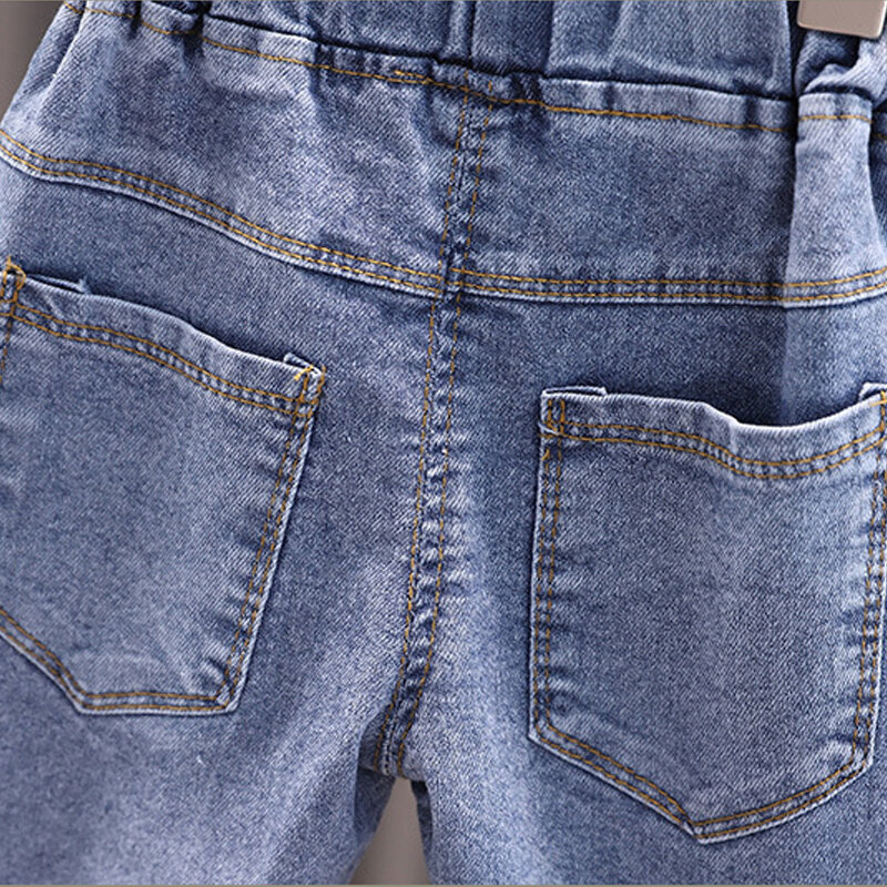 Camisa de manga comprida e jeans para meninas, conjunto de 2 peças, algodão sólido, terno para crianças de 1 a 5, nova primavera