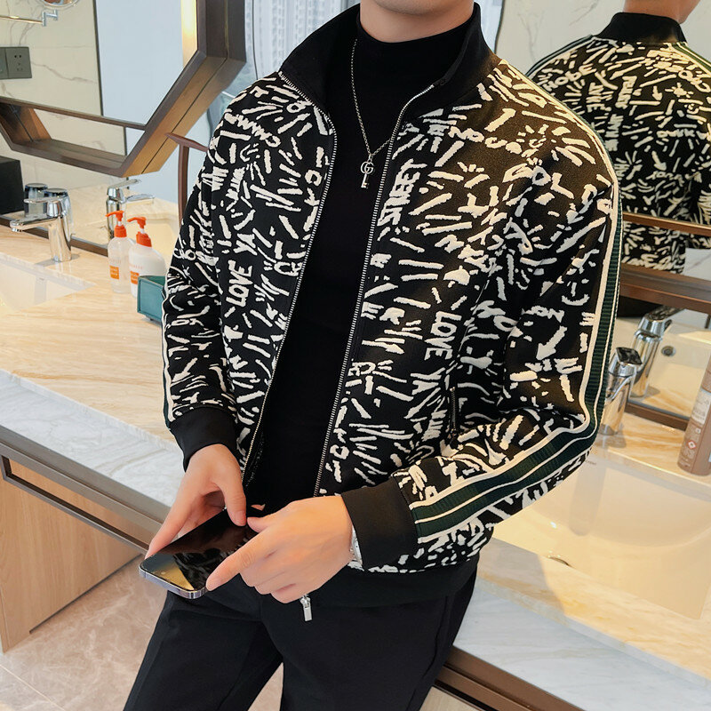 Herren Frühling Jacke Mantel Slim Fit koreanische Mode neue Stand Hals Reiß verschluss Mantel trend ige Persönlichkeit