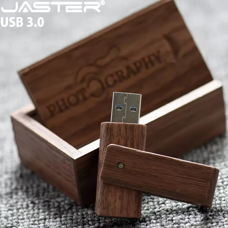 JASTER-무료 사용자 정의 로고 USB 3.0 플래시 드라이브 나무 상자 펜 드라이브, 4GB 8GB 16GB 32GB 64GB 128GB 메모리 스틱 선물 Pendrive U 디스크