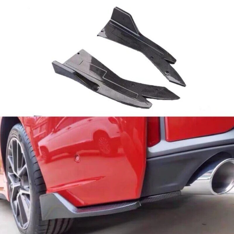 2PCS Universal Car Rear Bumper Spoiler Lip Carbon Fiber Wing Trim Protection Anti-crash Diffuser Side Skirt Wrap Angle Splitter