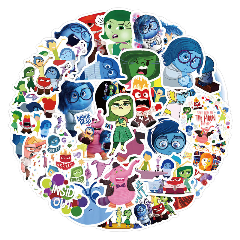 디즈니 영화 인사이드 아웃 애니메이션 스티커, 스케이트보드 수하물 헬멧 노트북 방수 멋진 만화 스티커, 어린이 장난감, 10 개, 30 개, 50 개