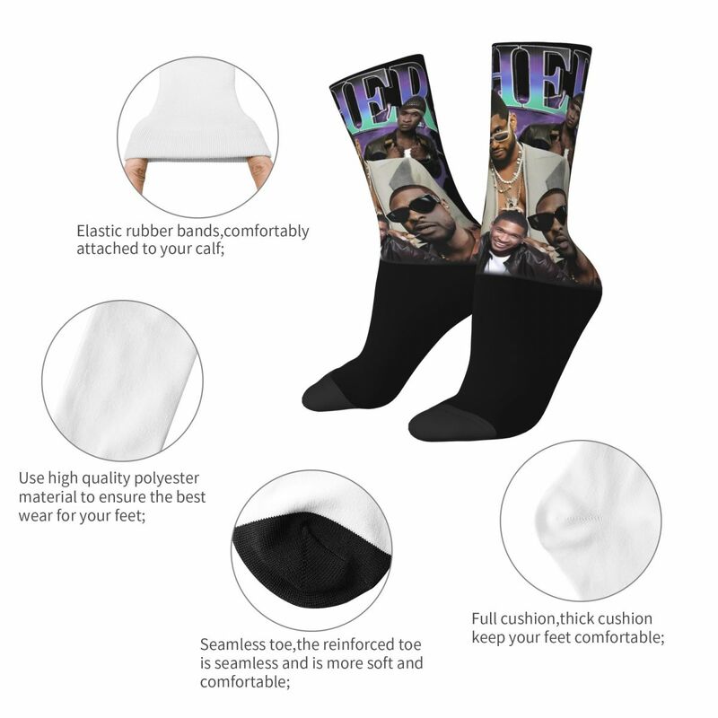Women's Retro Usher Rapper Bootleg Socks Soft Casual 2024 Tour Socks Hip Hop Accessories Middle TubeSocks Best Gift Idea