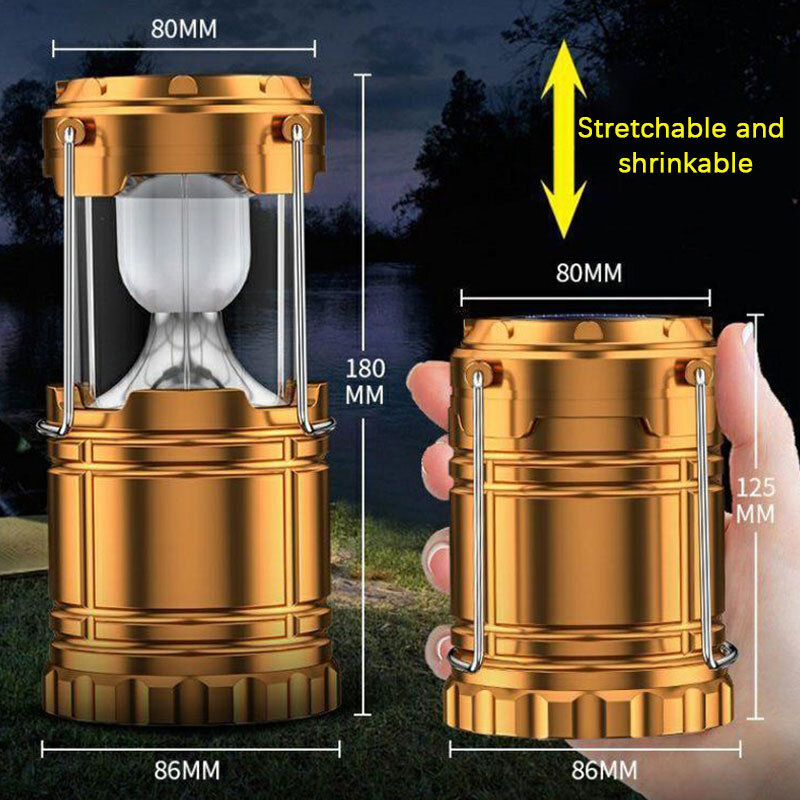 LED Camping Lantern, Solar And Rechargeable Lantern Flashlight Collapsible And Portable Light For Daily/Camp/Hiking