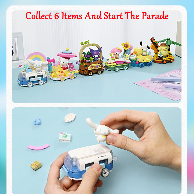 Keeppley-bloques de construcción originales, Sanrio Kuromi Float Parade My Melody, serie de dibujos animados, modelo de montaje, decoración, juguete, regalo de cumpleaños
