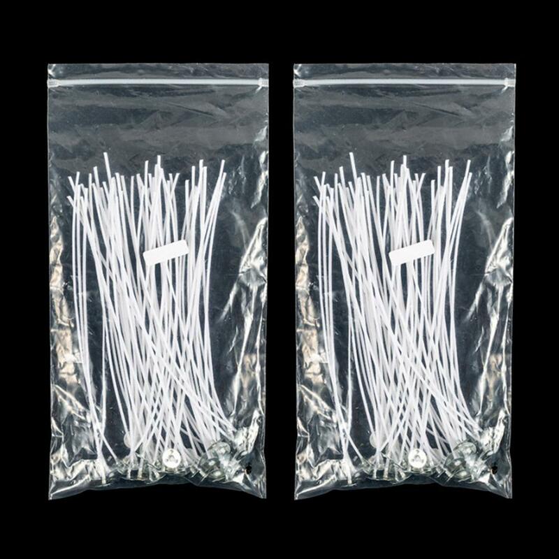 Mechas de vela de algodón para soja, Kit DE FABRICACIÓN de mechas de vela de combustión lenta, Natural, ecológico, sin olor, bajo humo, preencerado, 50 piezas