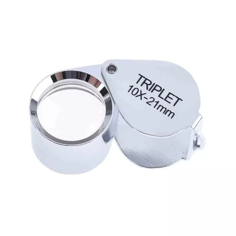 High quality triplet jeweler's loupes silver folding jewelry inspection magnifier 10x 15x 20x diamond loupe