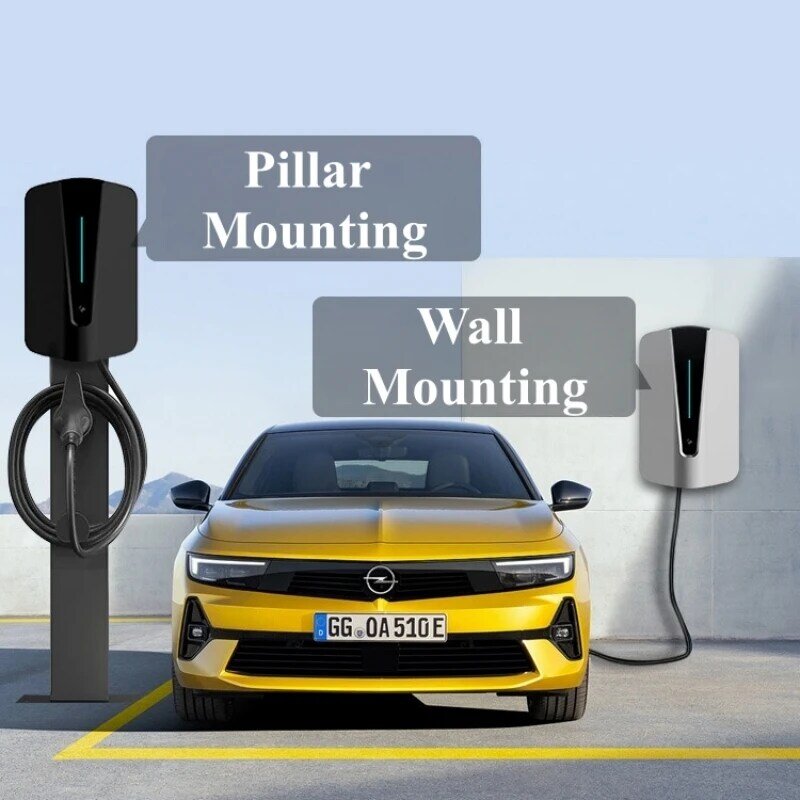GB/T 20234 22KW stacja do ładowania EV do użytku biznesowego pojazdy elektryczne ładowarka samochodowa, montowana na ścianie, z karta RFID, kabel OCPP 1.6 5m