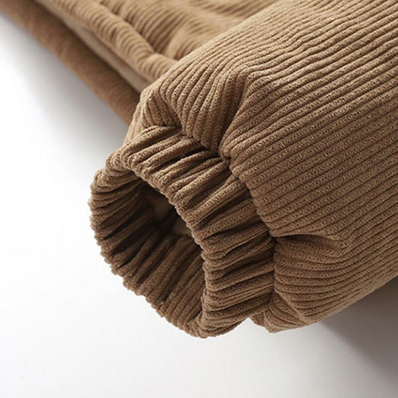 Cappotto invernale da uomo in velluto a coste collo alto imbottito spesso parka in cotone tasche in tinta unita polsino elastico da uomo piumino per l'uso quotidiano
