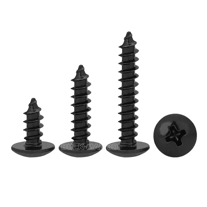 Tornillos autorroscantes de acero al carbono, 10/20/50 piezas, M3, M4, M5, negro, para madera