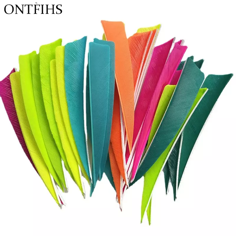 50Pcs ONTFIHS 4 Inch Right/Left Wing Arrow Feathers Shield Cut Fletching Hunting Shooting Archery DIY Accessories