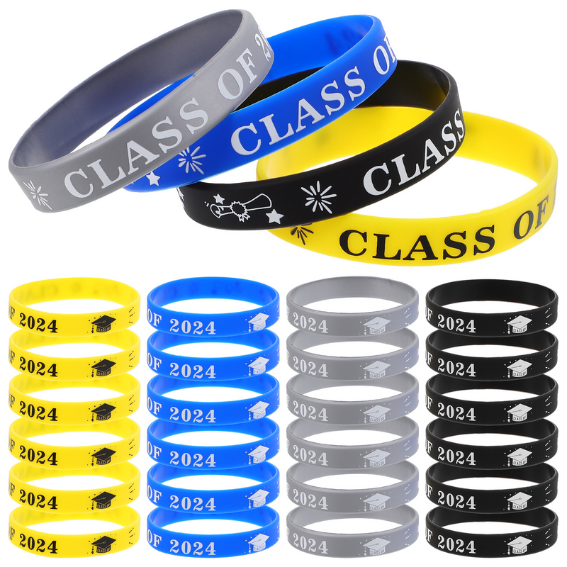 Opaski na rękę klasy 2024, silikonowe opaski na rękę z okazji ukończenia szkoły, klasa 2024, świętujące bransoletki
