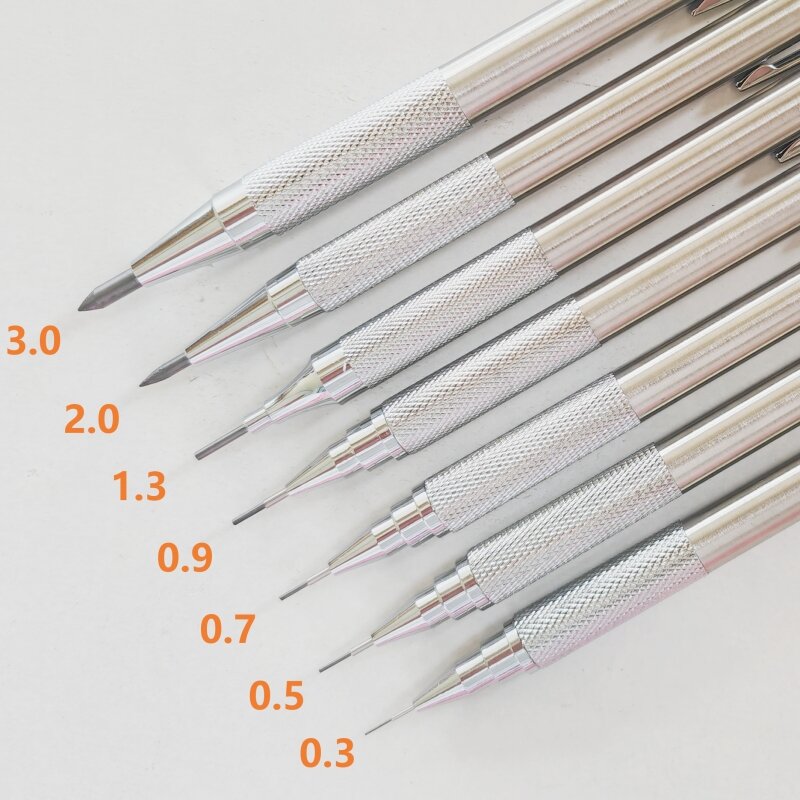 Mechanical Pencil 0.3/0.5/0.7/0.9/1.3/2.0/3.0mm Low Center of Gravity Metal Drawing Special Pencil Office School Art Supplies