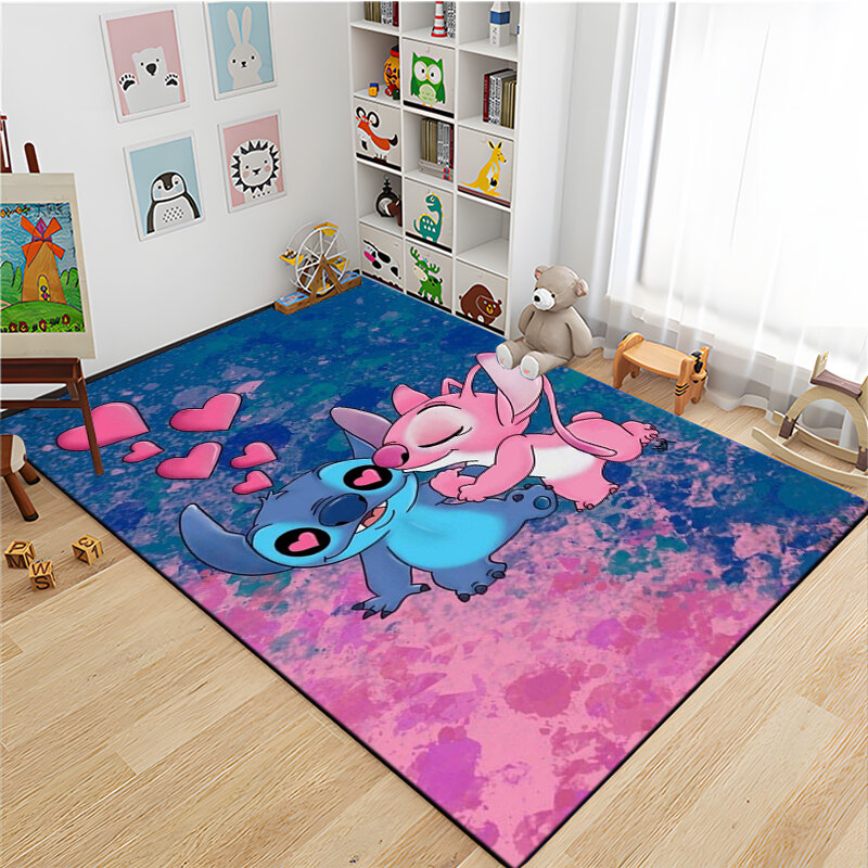 Disney Fashion Stitch 3D Printing Anime Large Area Carpets Home Living Rooms Cartoon Children's Bedroom Sofa Doormat Floor Rugs