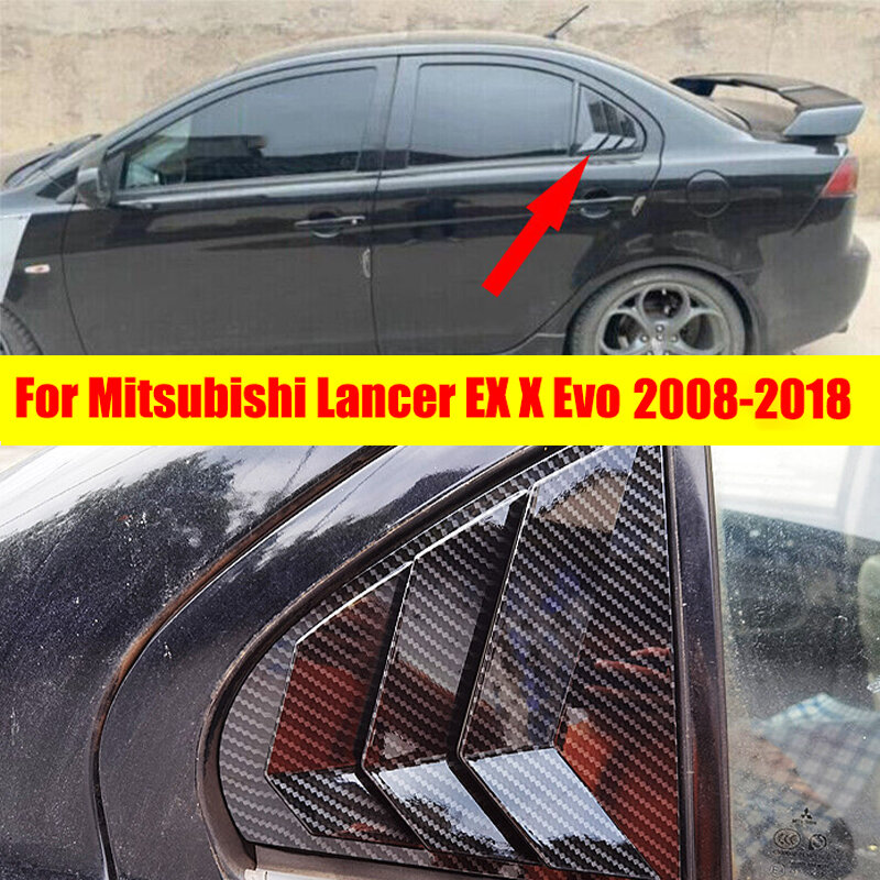For Mitsubishi Lancer EX X EVO 2008-2018 Rear Window Side Vent Shutter Louver Cover Trim Car Accessories Auto Parts Carbon Fiber