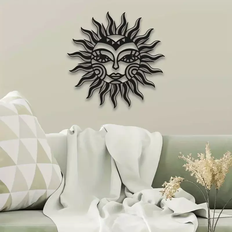 CIFVADECO-Sculpture murale en métal, lune et étoiles, soleil et lune, art mural, salon, décoration d'intérieur
