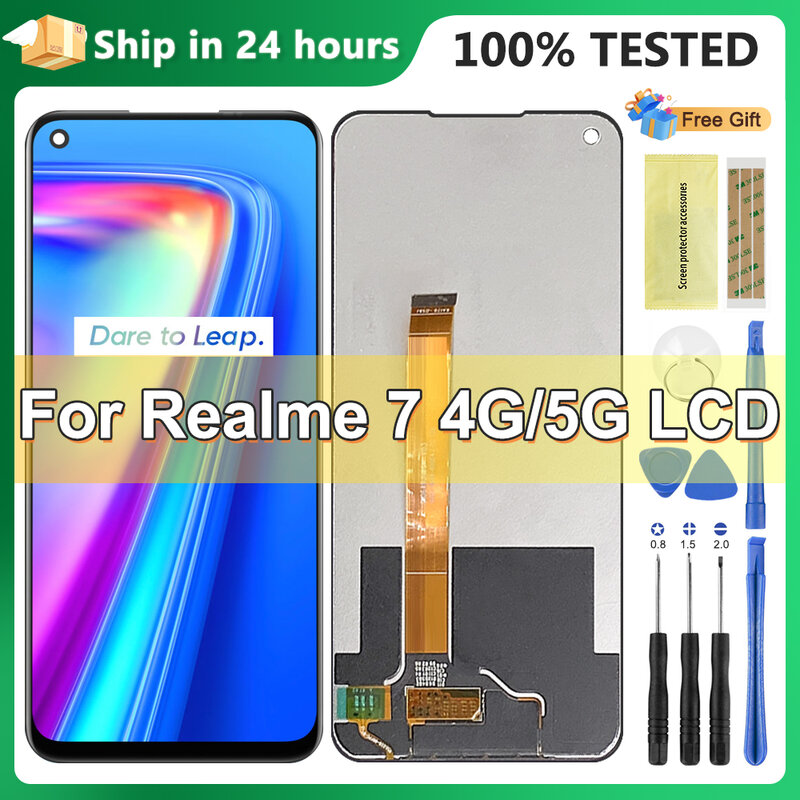 6.5 "AMOLED ใหม่สำหรับ OPPO Realme 7 4G ดิจิไทเซอร์หน้าจอสัมผัสแบบดิจิไทเซอร์ RMX2155สำหรับ Realme 7 5G เปลี่ยนหน้าจอ LCD RMX2111