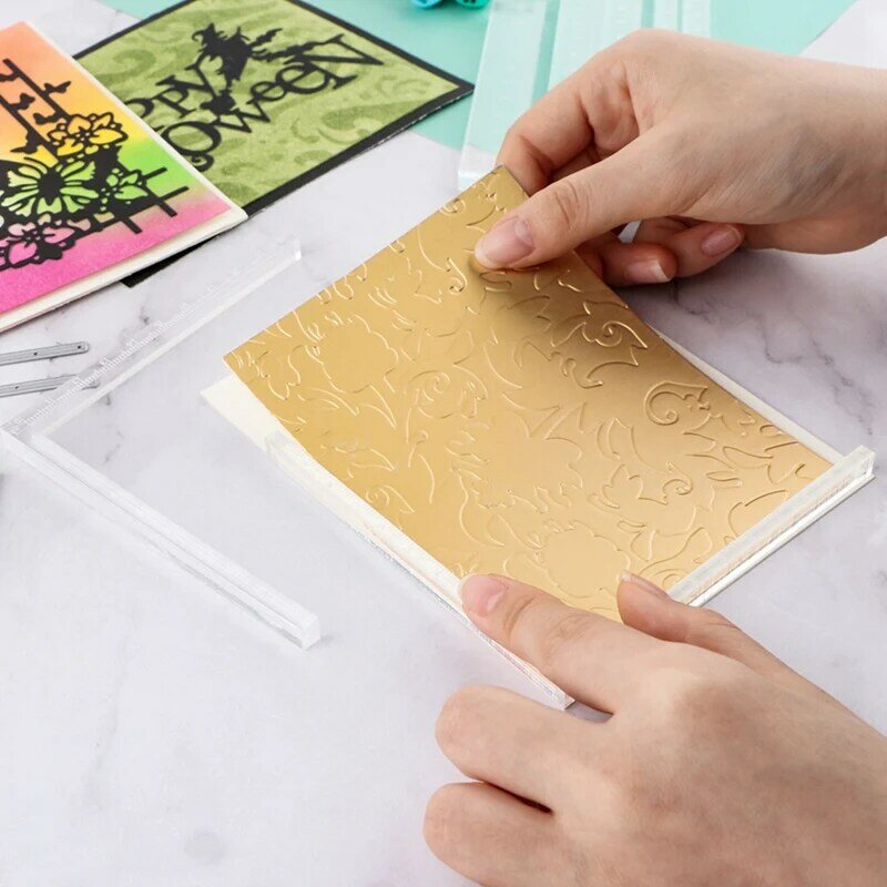 Alat pemosisian sudut kartu kertas 7 buah/Set penggaris akrilik buku tempel untuk membuat lapisan kartu