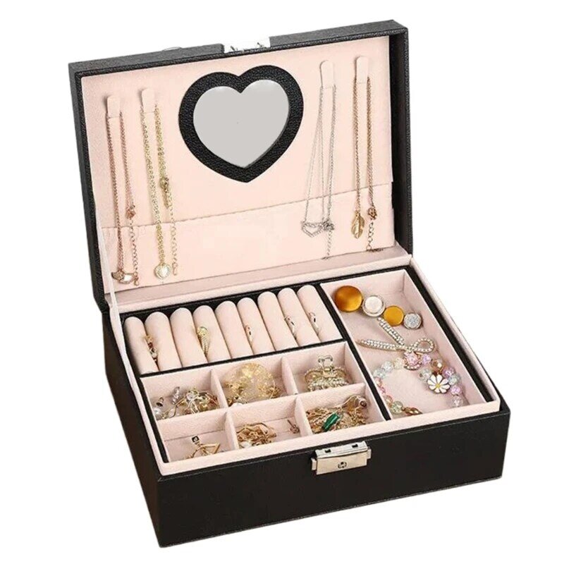 Caixa joias sofisticada, caixa joias elegante com divisórias