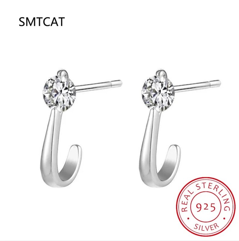 Boucles d'oreilles à tige géométrique minimaliste en argent regardé 925 pour femmes, boucles d'oreilles à tige CZ géométriques, bijoux de cheminée, BSE971