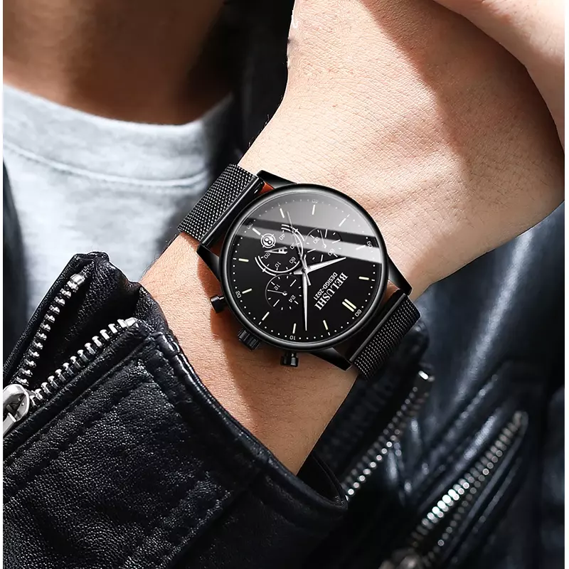 BELUSHI-Reloj de pulsera deportivo para hombre, cronógrafo luminoso de cuarzo, resistente al agua, marca de lujo, a la moda, nuevo, 2024